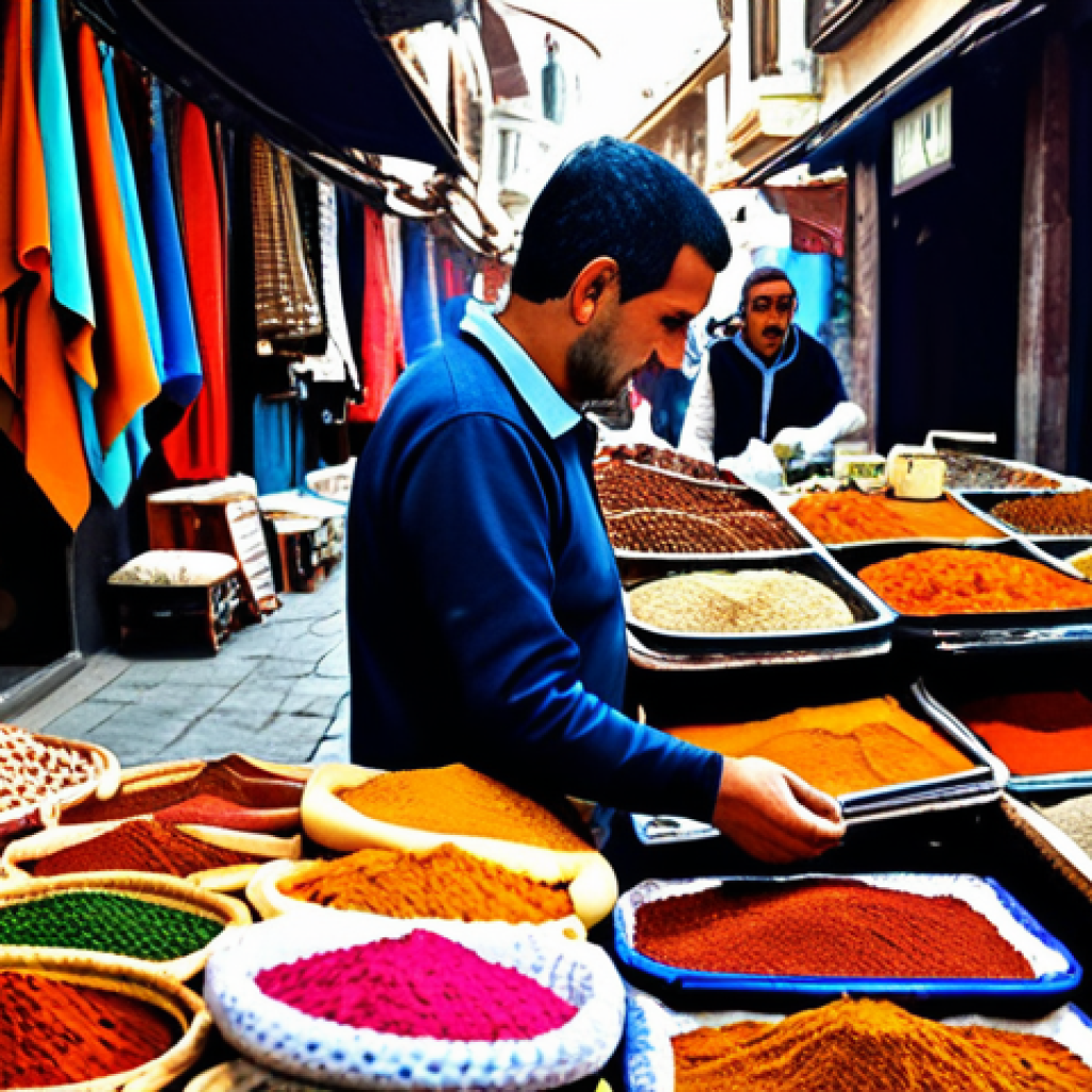 **

"A vibrant scene at a local Turkish bazaar (çarşı). Vendors in traditional clothing are selling colorful textiles, spices, and handcrafted goods. A bustling atmosphere with shoppers browsing and interacting. Focus on the rich details of the fabrics and the lively expressions of the people. Safe for work, appropriate content, fully clothed, professional, modest, family-friendly, perfect anatomy, correct proportions, natural pose, well-formed hands, proper finger count, natural body proportions, professional photography, high quality."

**